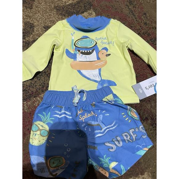 NWt NB newborn 0m carters shark sharks nautical boy rash guard swim suit bathing - Picture 1 of 2